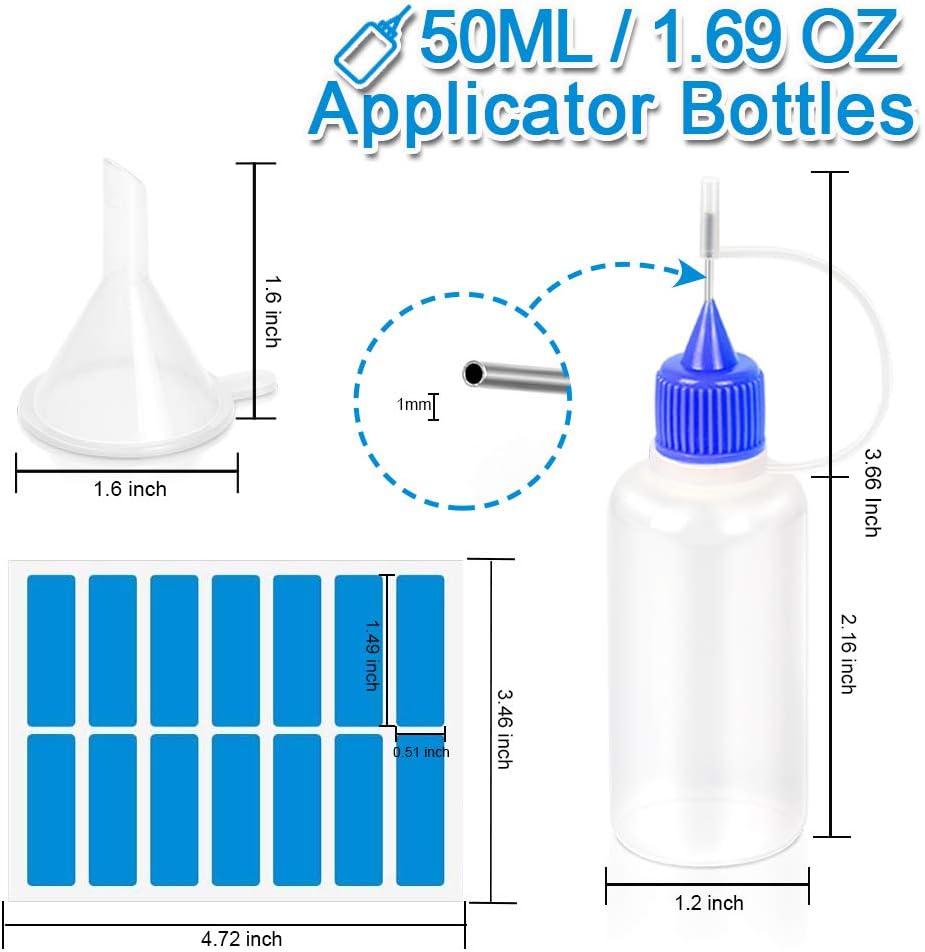 YGDZ 12pcs Precision Tip Applicator Bottles, 30ml Needle Tip Squeeze Glue  Bottles for Paint Quilling Craft, 6 Colors Precision Bottles with 5 Mini  Funnels