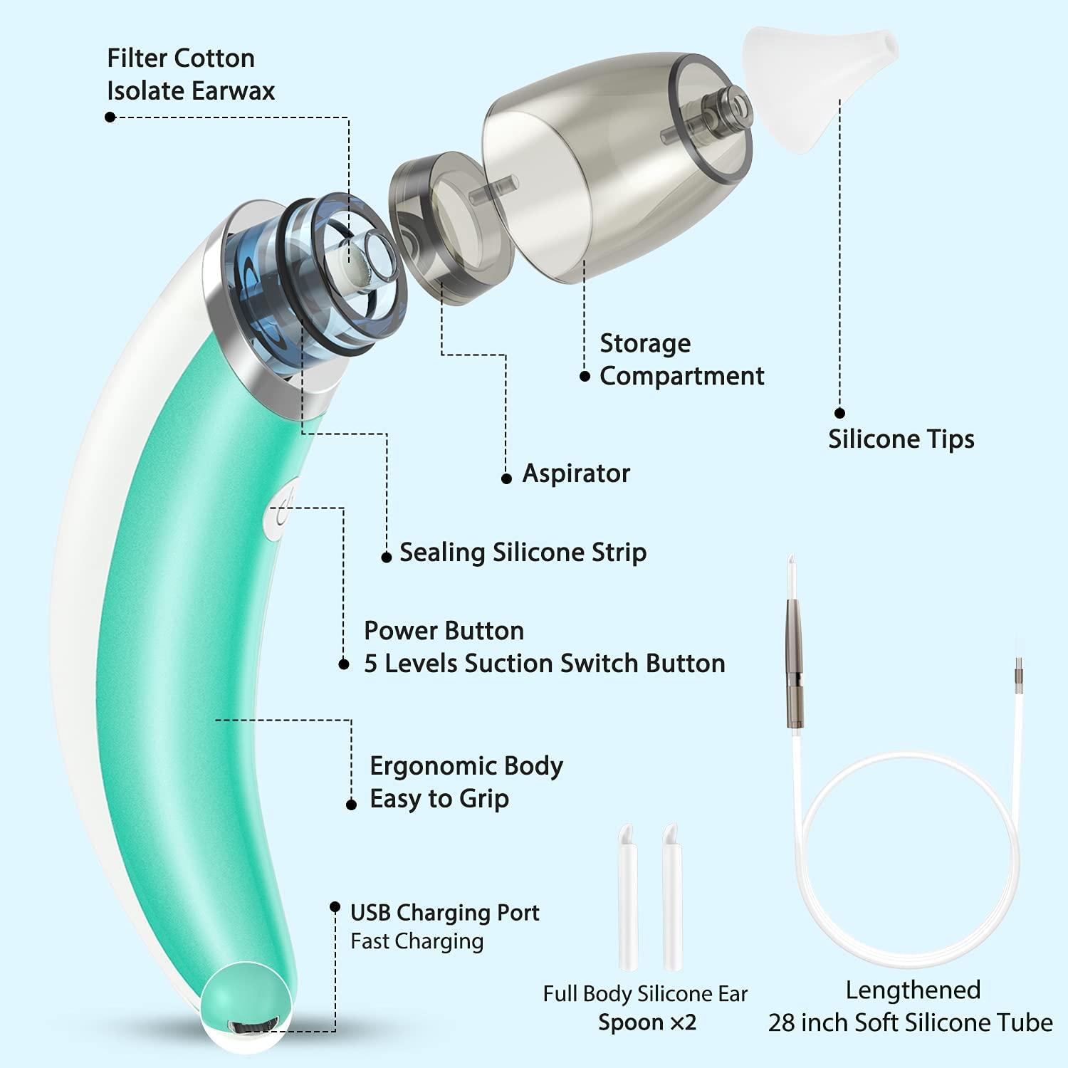 Electric Ear Wax Remover Kit Strong Suction Ear Dryer for Swimmers