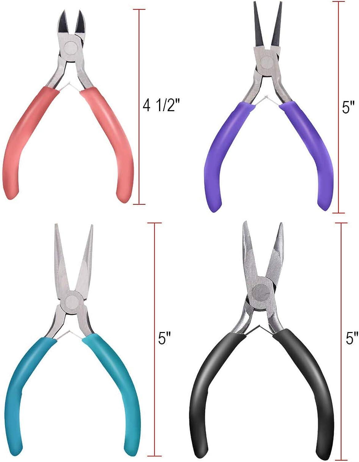Anezus 4Pcs Jewelry Pliers Tool Set Includes Needle Round Wire Cutters and  Bent Nose Pliers for Jewelry Beading Repair Making Supplies