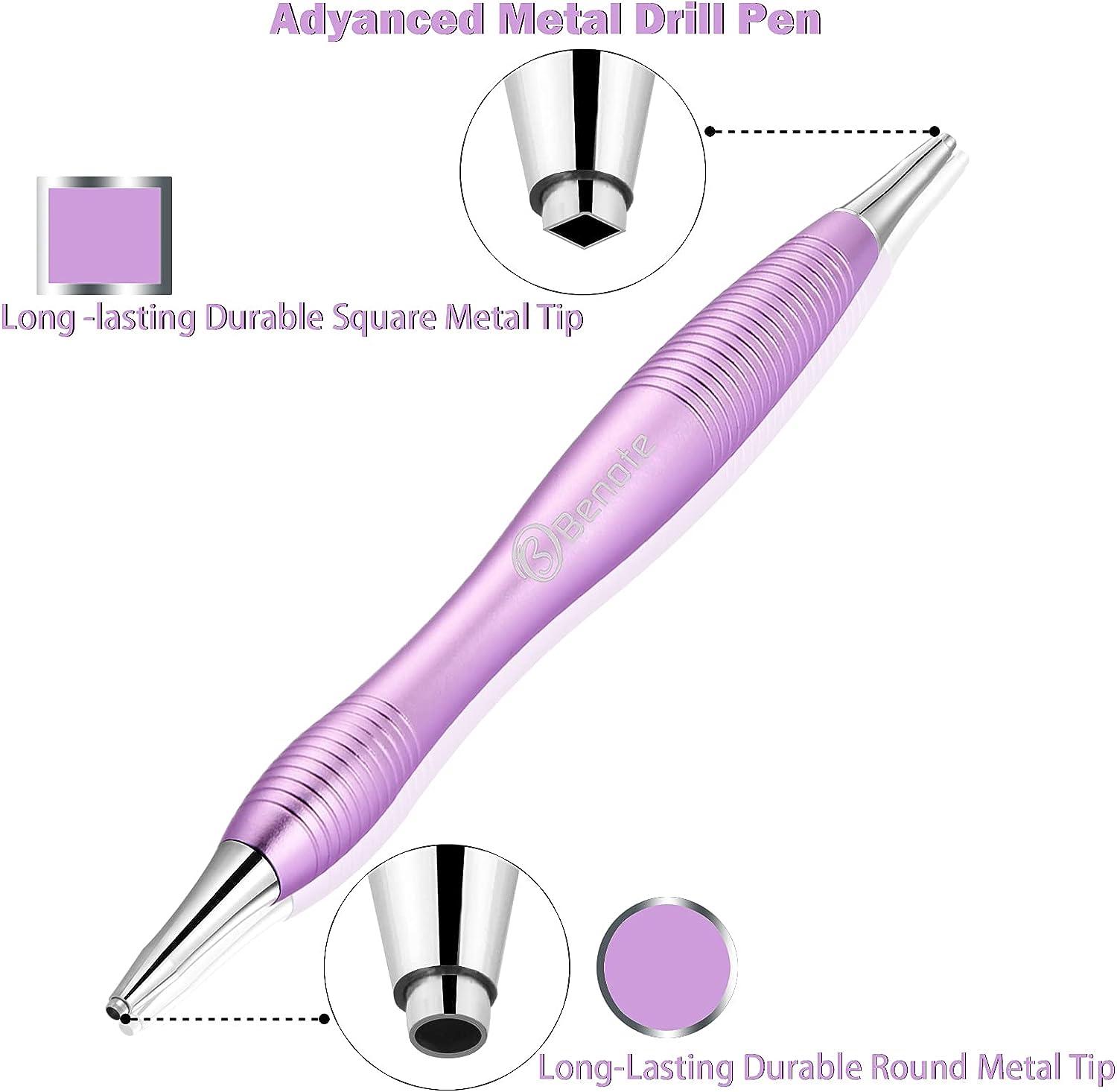 benote Ergonomic Diamond Art Painting Pen, Metal Diamond Drill Dotz Pen Tools 5D Diamond Accessories Painting with Multi Replacement Pen Heads and Wax