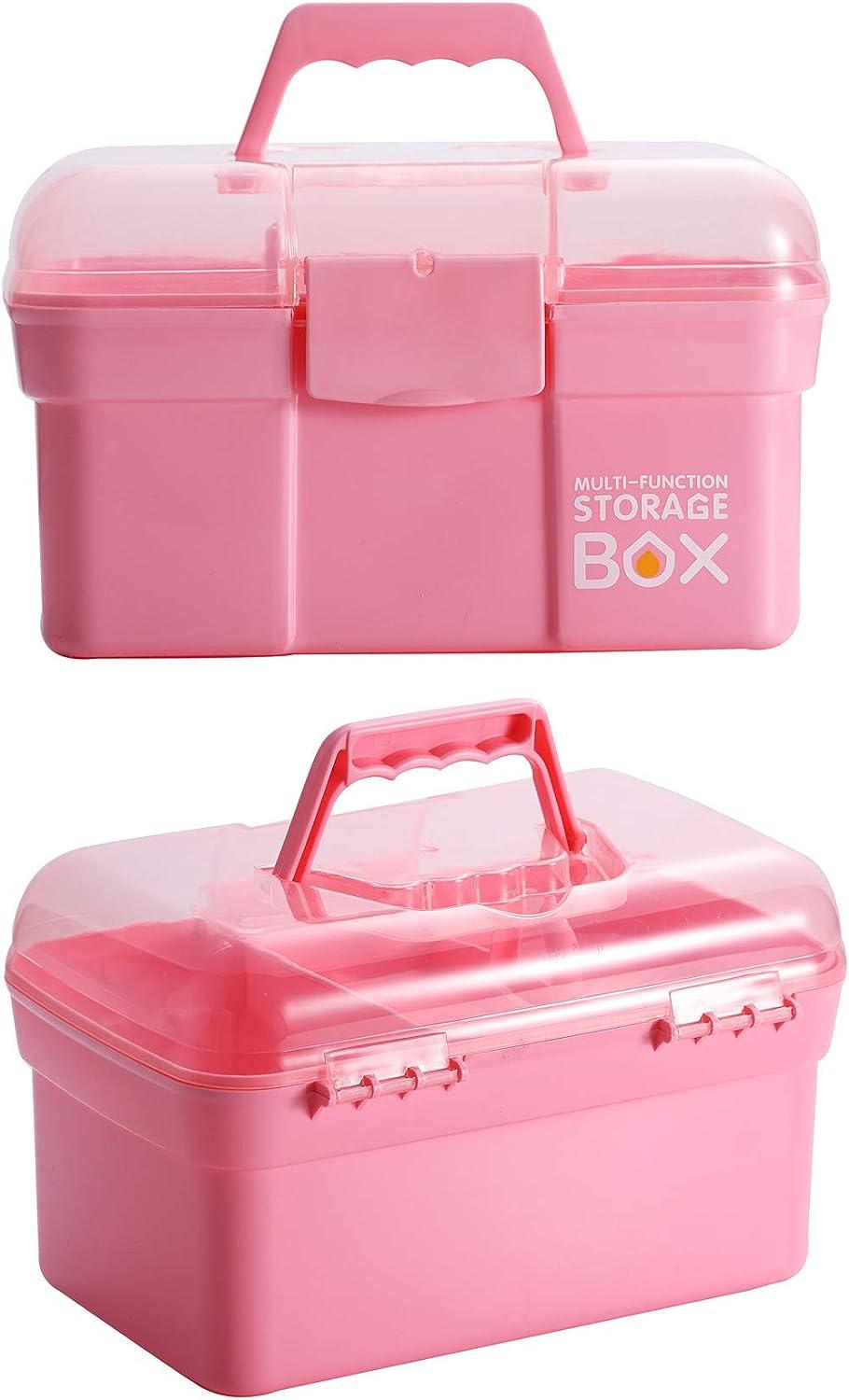 Kinsorcai 11'' Plastic Box Organizer with Removable Tray, Sewing Box  Organizer (Purple)