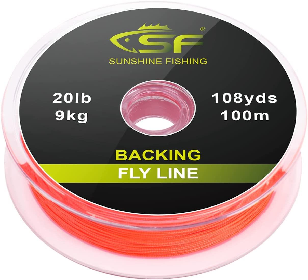 SF Braided Fly Fishing Backing Line for Trout Fly Line 20LB 30LB 54yds  108yds(Orange, Green, Blue, White, Fluor Yellow, Purple, Black&White,  Black&Yellow) Orange-100m 20LB 100m/108yds