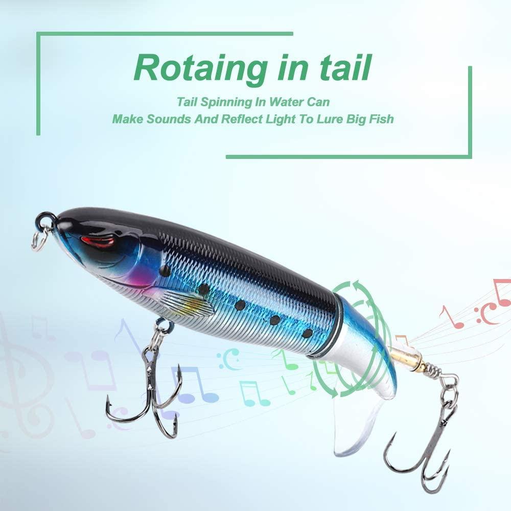 6PCS Fishing Lures for Bass, Bass Whopper Lures Kit, Plopping Bass Lure  with Floating Rotating Tail for Bass Trout, Bass Topwater Lure for  Freshwater Saltwater