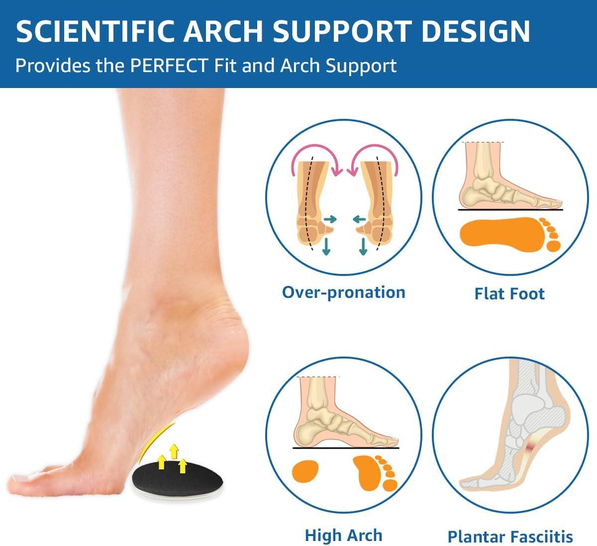 SQHT Gel Insoles for Flat Feet Height-Adjustable Arch Support