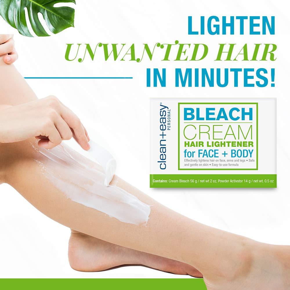 Clean + Easy Bleach Cream Hair Lightener, Lightens Facial and Body Hair, Safe and Gentle on the