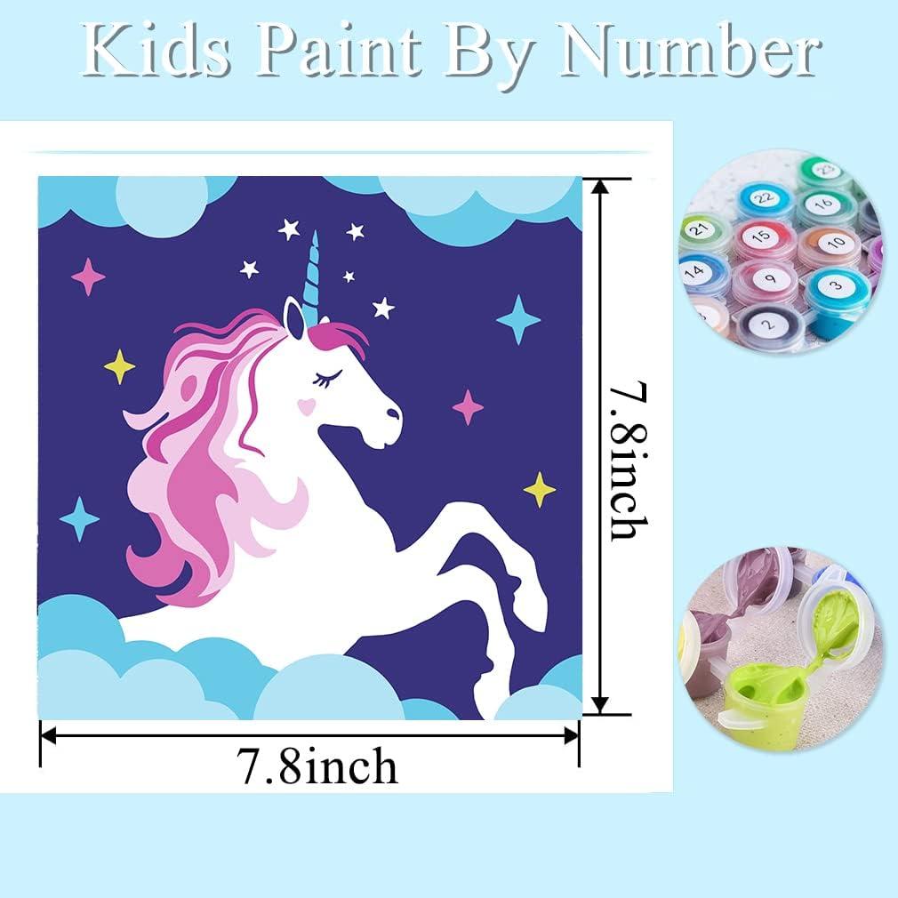 CEUHROG 6 Pack DIY Paint by Numbers for Kids - Paint by Number for Children  Ages 4-8 Beginner Easy Acrylic Watercolor Number Painting Canvas Arts for Kids  Ages 8-12 Paint-by-Number Kits for
