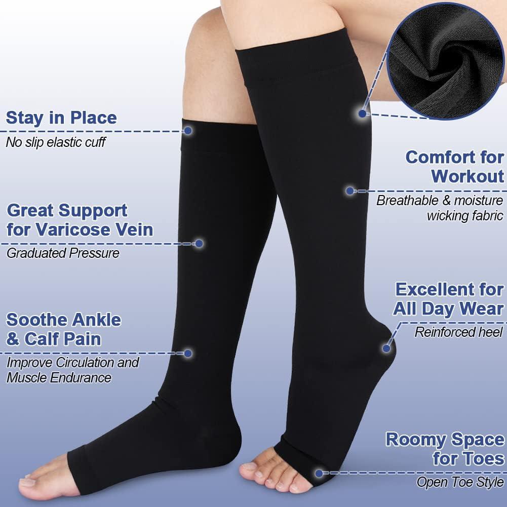 Beister Medical Open Toe Knee High Calf Compression Socks for