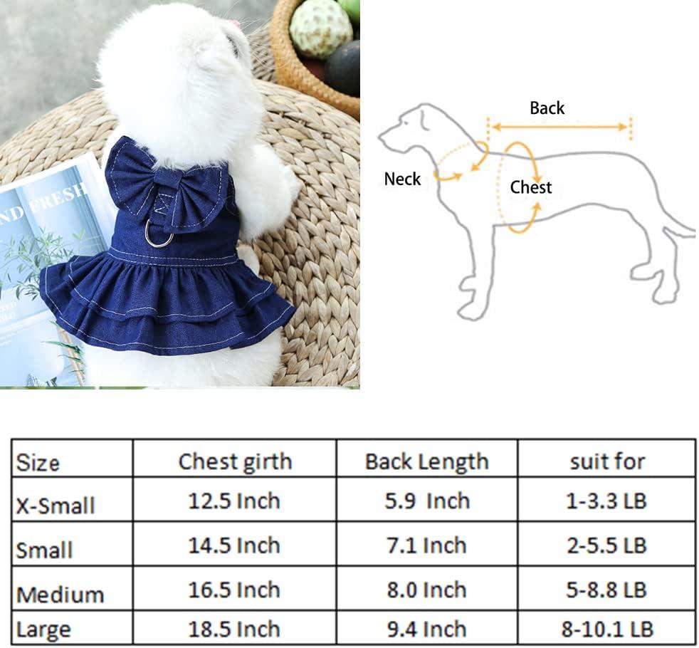 ANIAC Dog Denim Dress with Leash Ring and Bow Knot for Small Dogs - Summer  Cat Apparel and Harness Skirt | Buy Now with Express International Delivery  | GoSupps.com