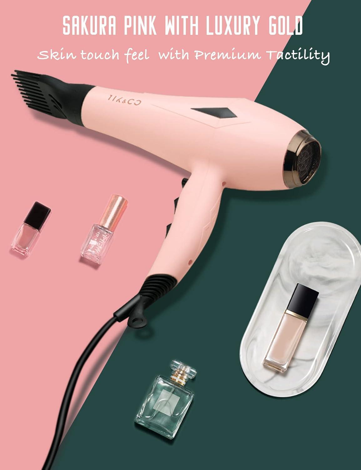 Hair Dryer with Diffuser Brush Comb Attachments Professional