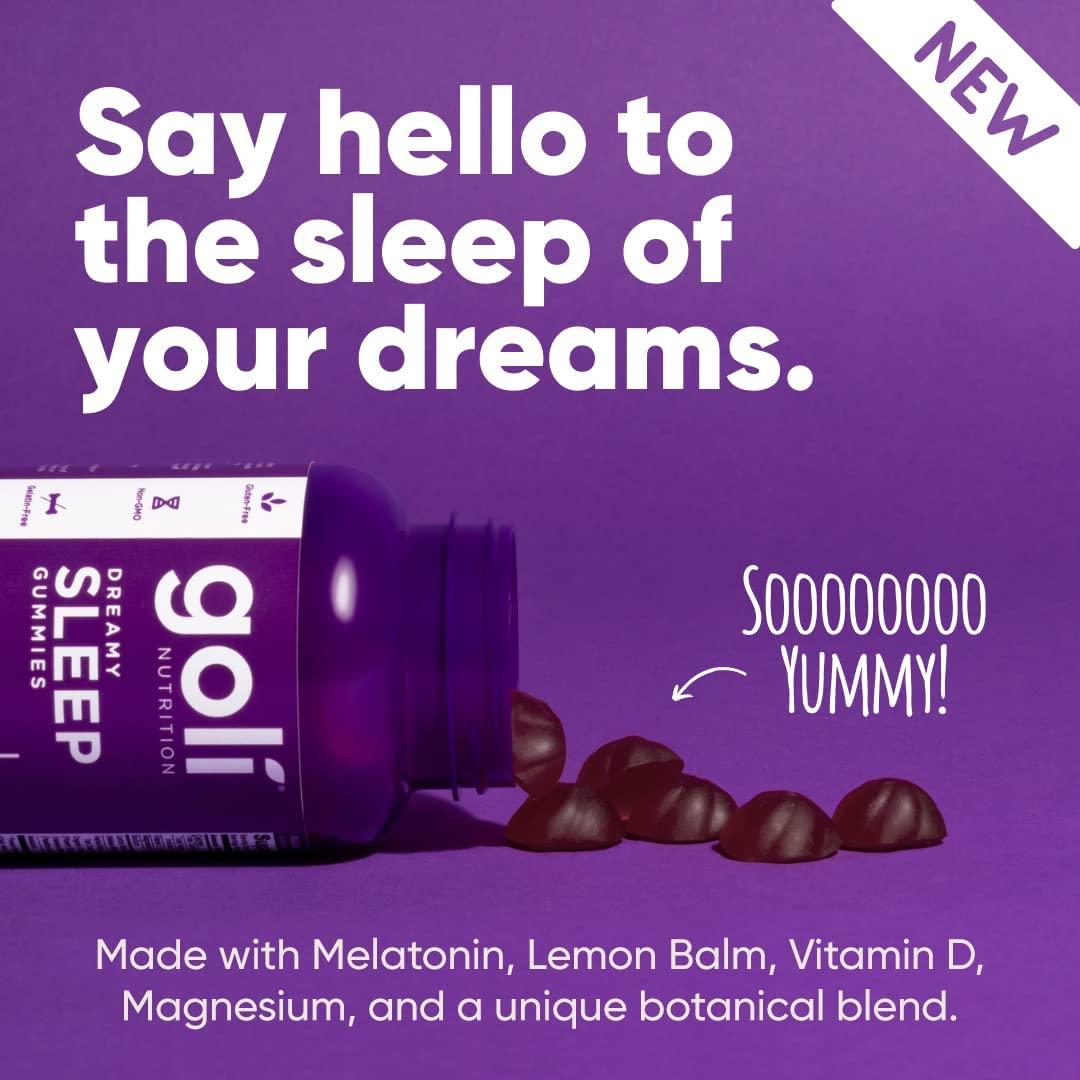 Goli Dreamy Sleep Gummy 60ct Melatonin Vitamin D Magnesium Lemon Balm