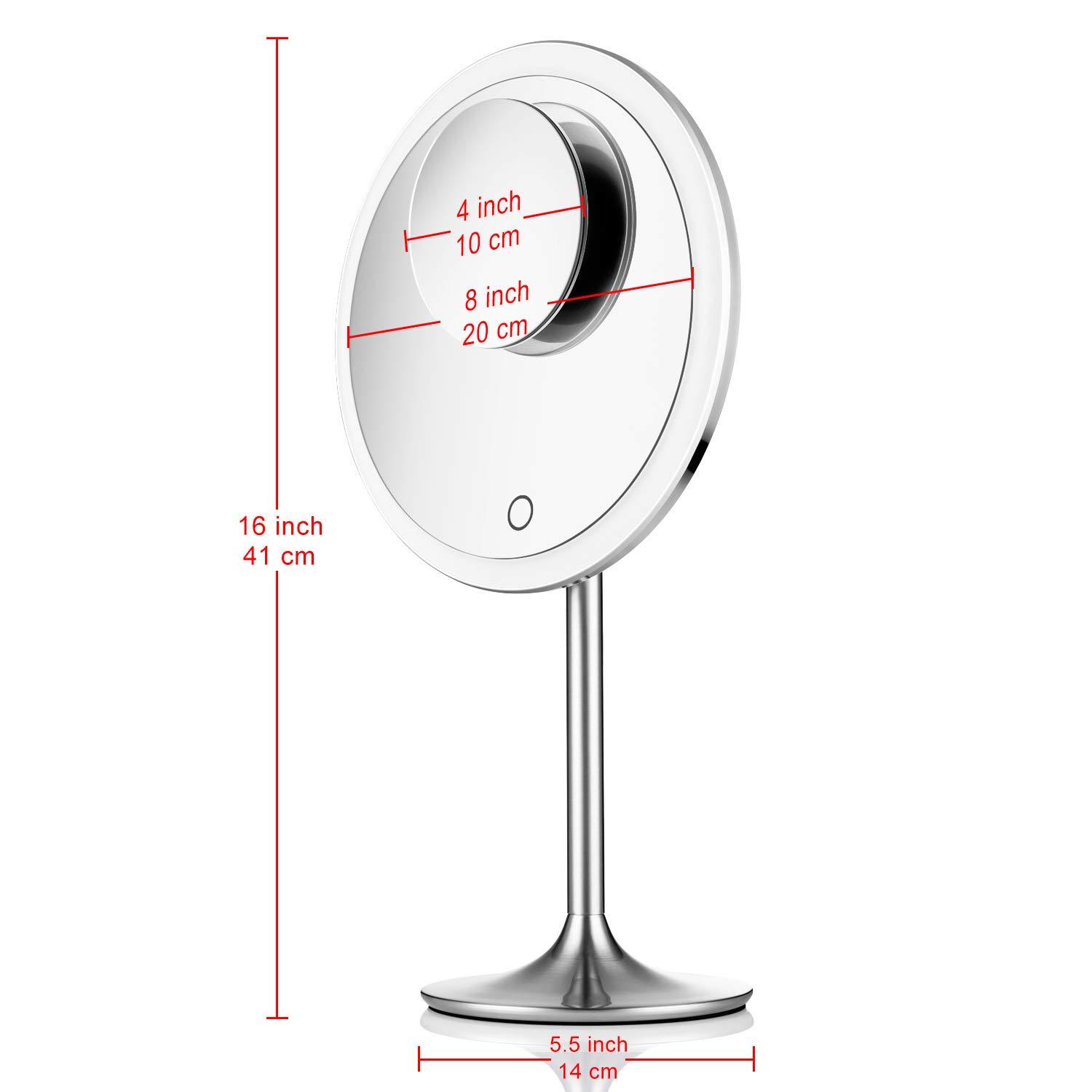 Miusco 9 Lighted Makeup Mirror Pro 5X + 10X Magnification Ultra Bright