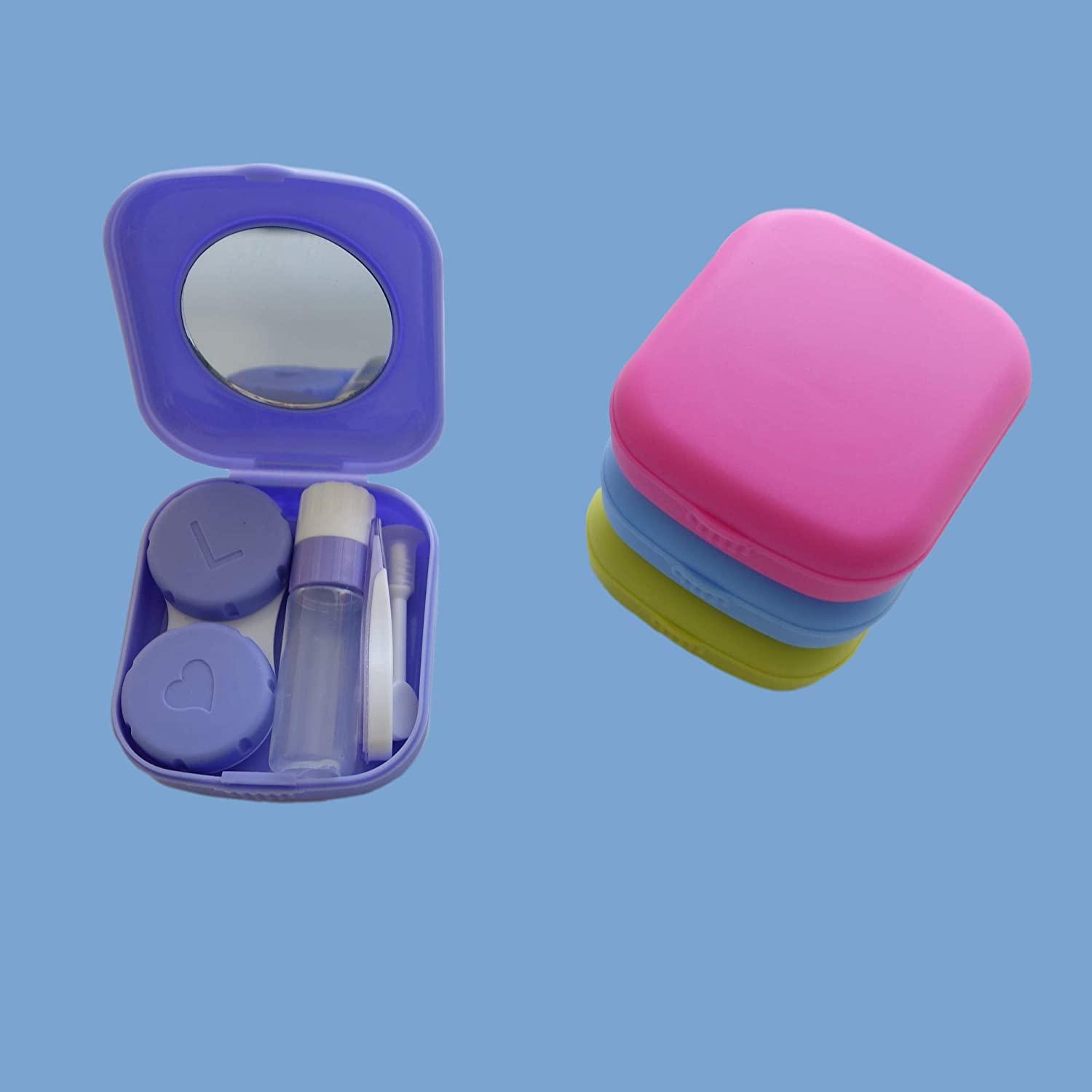 4 Pack Colorful Contact Lens Case Kit with Mirror Durable, Compact