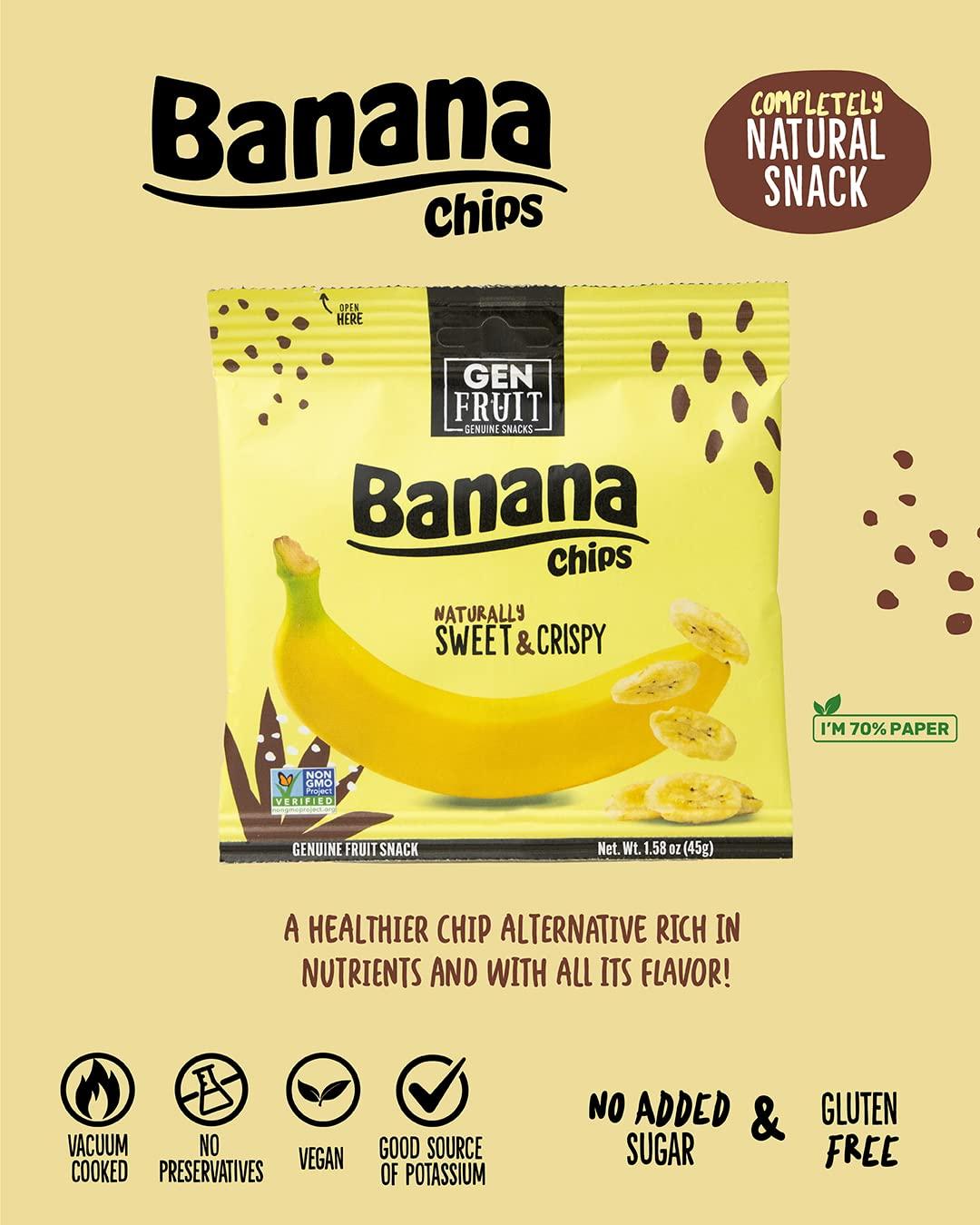 GenFruit Banana Chips Original Flavor Unsweetened, Dried Banana