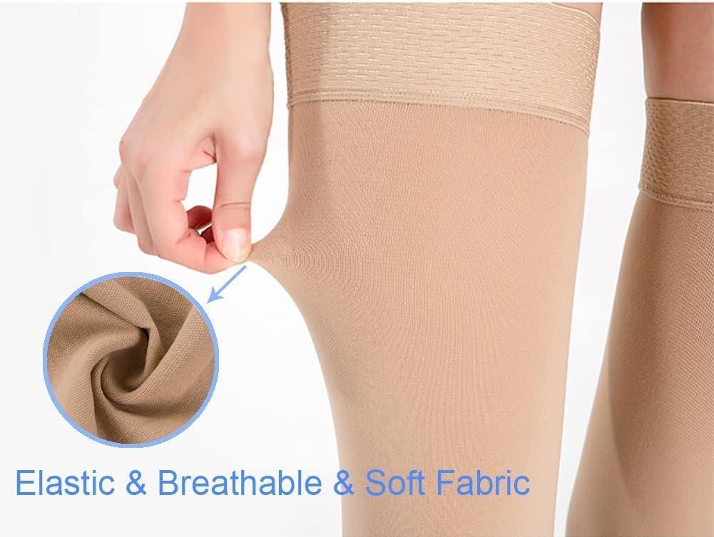 GLEMOSSLY Thigh High Medical Compression Stockings For Women &  Men,Footless,Firm Support Hose 20-30 mmHg Compression Socks For Treatment  Varicose Veins Swelling Footless Beige Medium