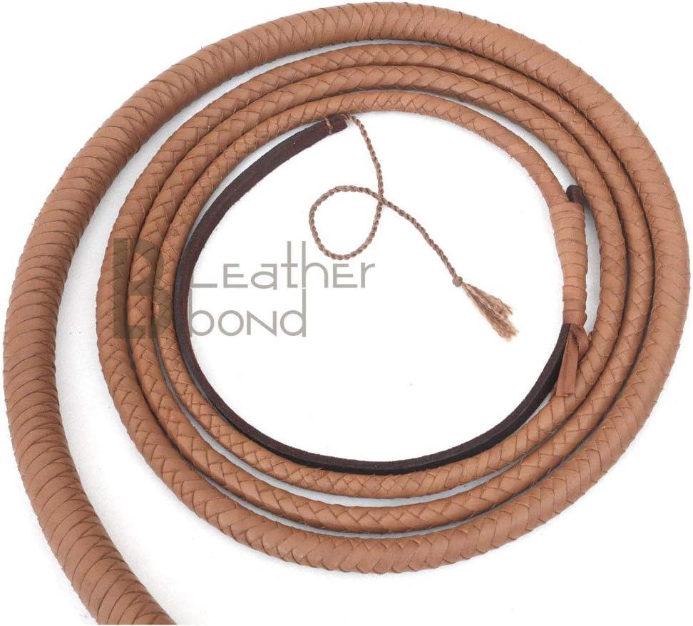 10ft 8 Plait Natural Tan Leather Bullwhip | Indiana Jones