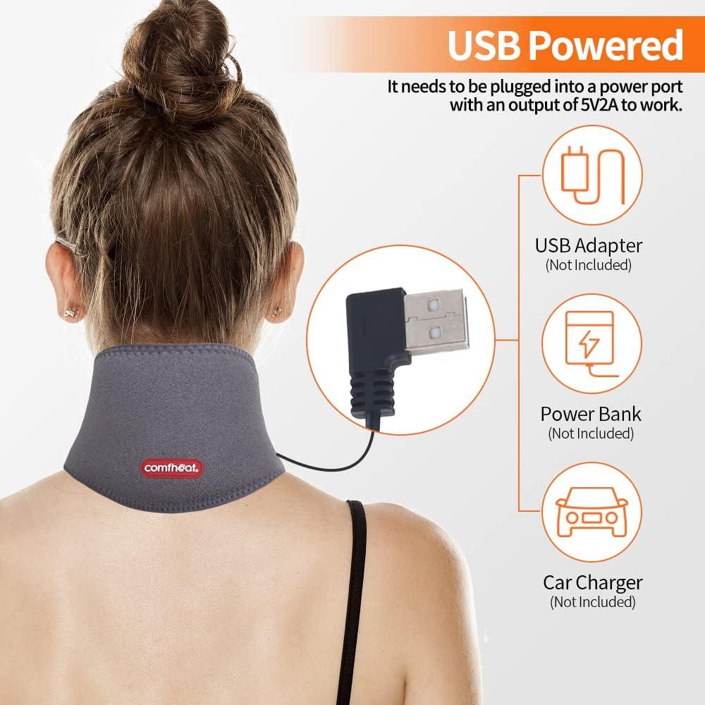 Comfheat Neck Heating Pad with Vibration USB Heated Neck Brace