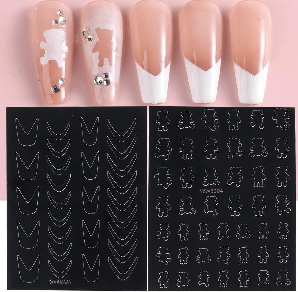 1pc Heart Star French Airbrush Stencils Nail Stickers 3D Template Stencil  Nail Guide Supplies For DIY Manicure Decorations