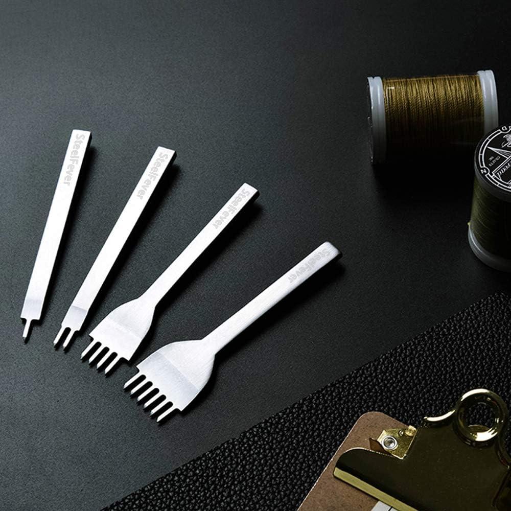 Utoolmart 4mm Leathercraft 1/2/4/6 Prong Diamond Chisel Leather Craft Tool Hole Punches Lacing Stitching Punch Tool Hand Working Hole DIY 1pcs
