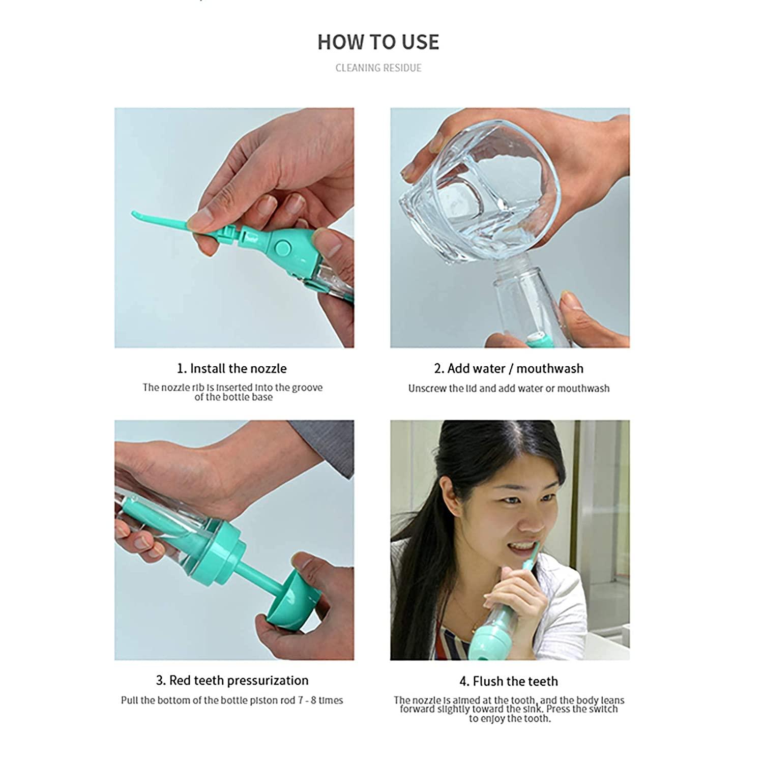 Portable NonElectric Cordless Water Flosser Manual Dental Oral