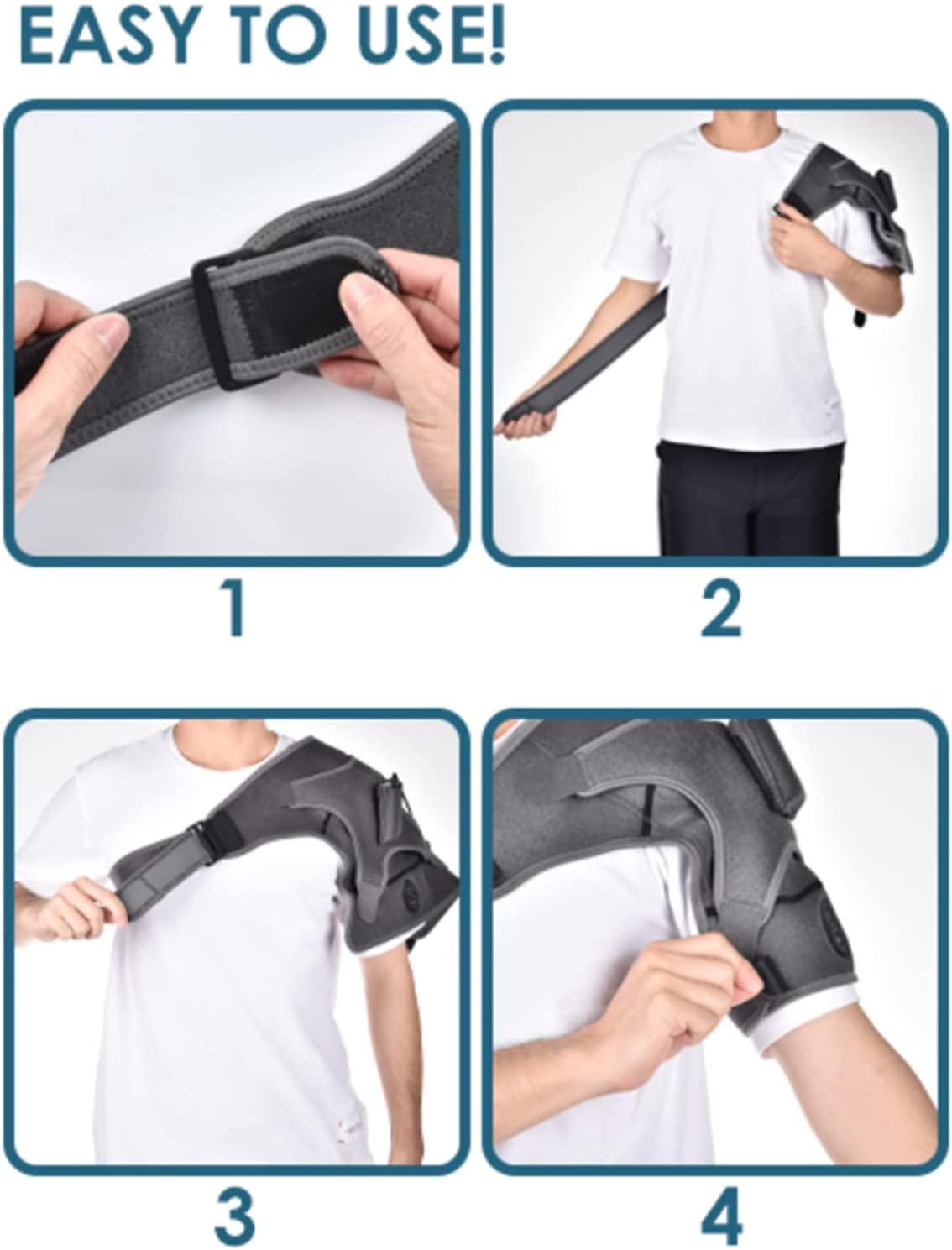 Heated Shoulder Brace Wrap with Massage, Shoulder Heating Pad with 3 Vibration & Temperature