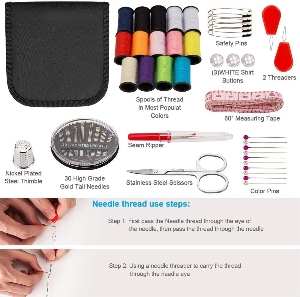 Sewing Kit, 78PCS OKOM Sewing Supplies,Sewing Sroducts,Travel, Adults,  Emergency Sewing Kits, Portable & Mini Sew Kit- Filled with Sewing Needles,  Scissors, Thread, Tape Measure Set etc-Good Gift