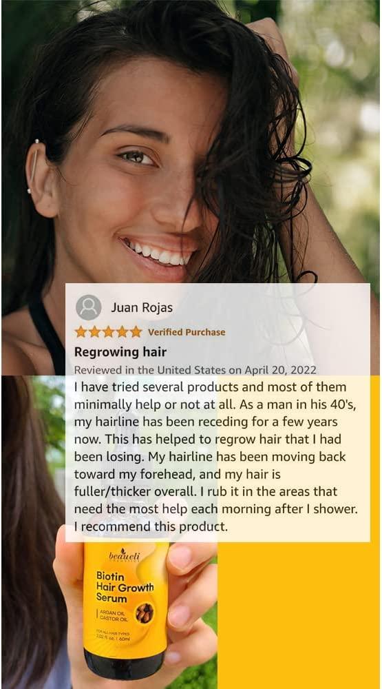 Biotin Hair Growth Serum with Castor Oil & Argan Oil Hair Loss