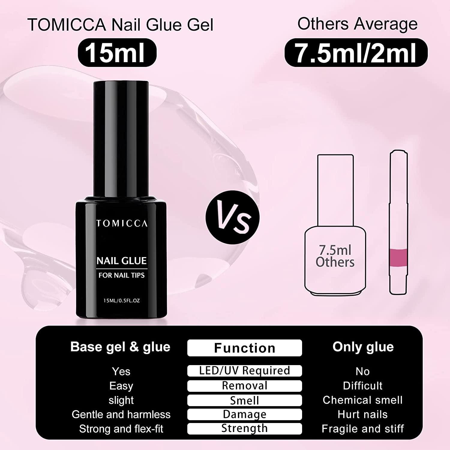 TOMICCA Nail Tips and Glue Gel Kit 500PCS Coffin Soft Gel Nail Tips