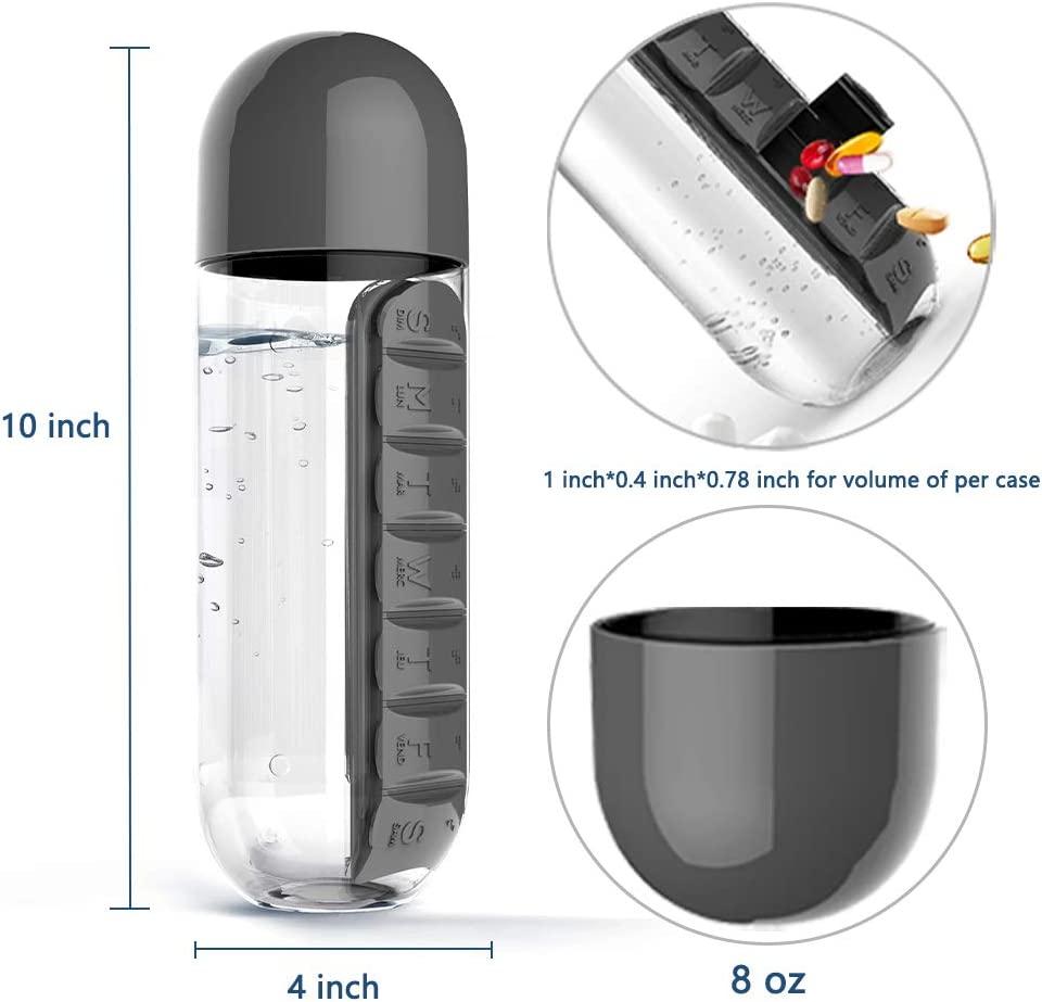 Water Bottle with Pill Holder, Portable Inserted Pill Case Bottle
