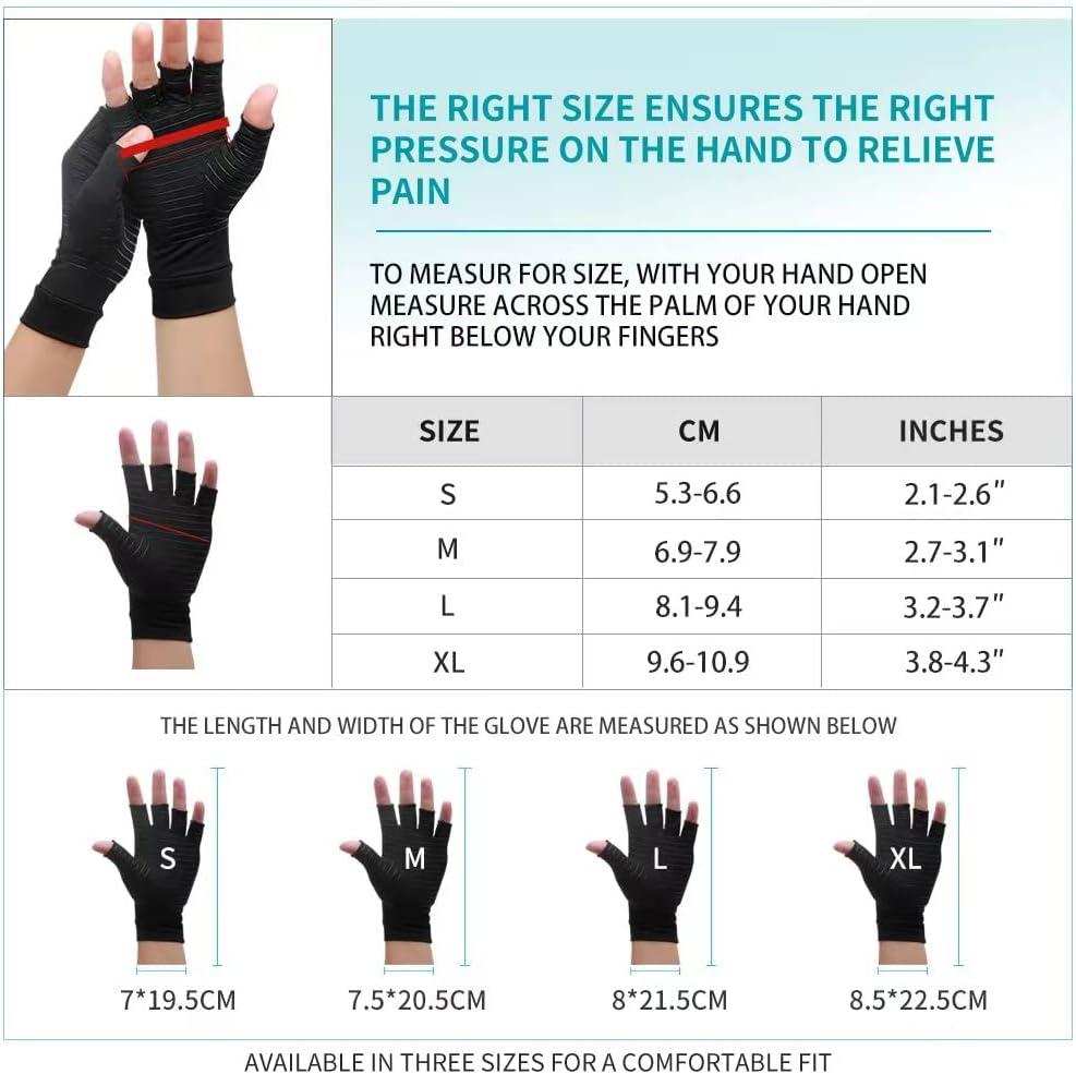 Ricbestlab Copper Compression Arthritis Gloves Best Copper Infused Glove  for Women and Men Fingerless Compression Gloves Pain Relief and Healing for  Arthritis Carpal Tunnel 1 Pair Black (Medium) Black Medium (1 Pai