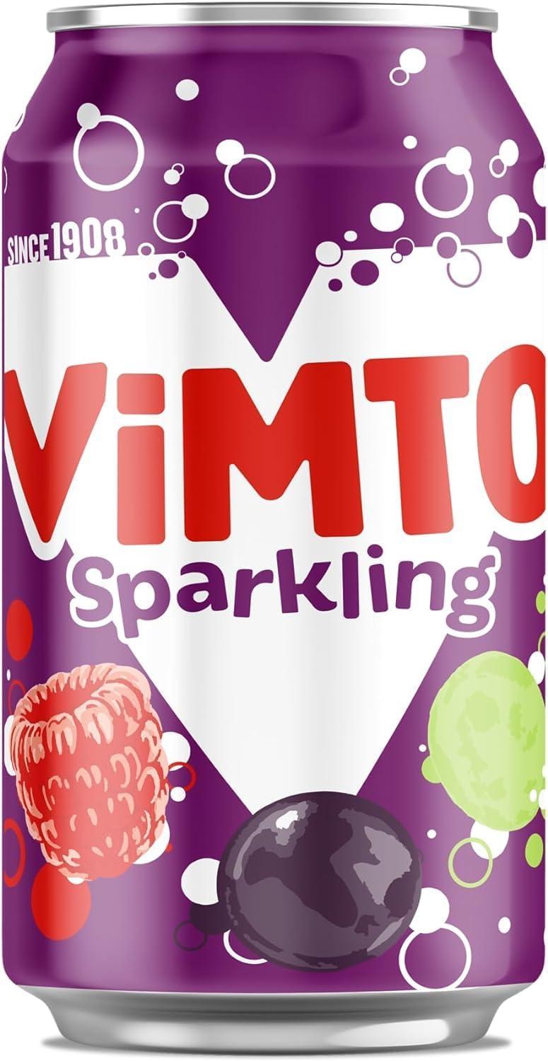 Vimto Fruity Soft Drink Blackcurrant Grape Raspberry 24 x 330ml Cans