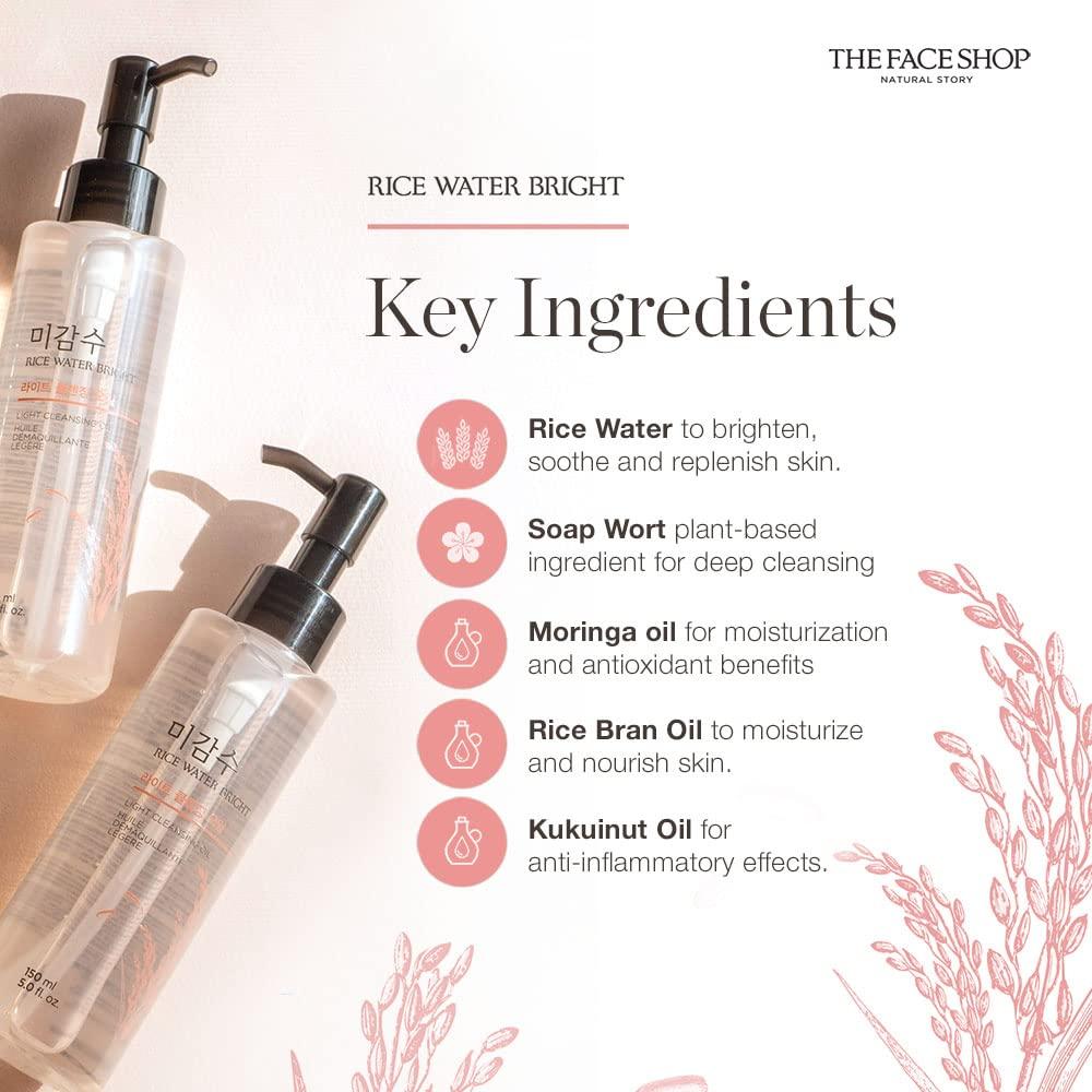 The Face Shop Rice Water Bright Cleansing Oil 5oz Gentle Makeup Remover