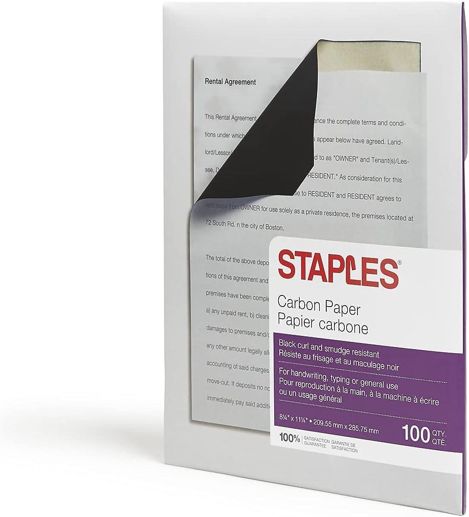 Staples 150912 Carbon Paper 8-1/2-Inch X 11-Inch Black