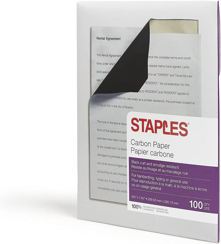 Staples 150912 Carbon Paper 81/2Inch X 11Inch Black