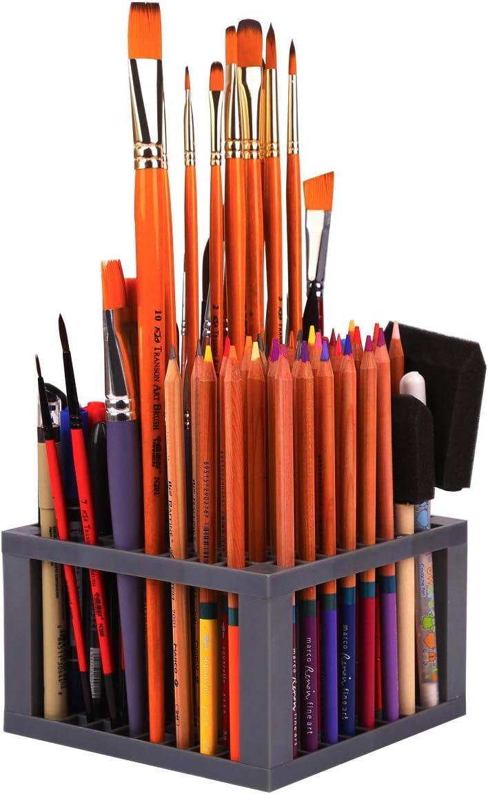 TRANSON Paint Brush Holder Organizer 96 Slots Desk Caddy for Pens Pencils  Brushes Markers