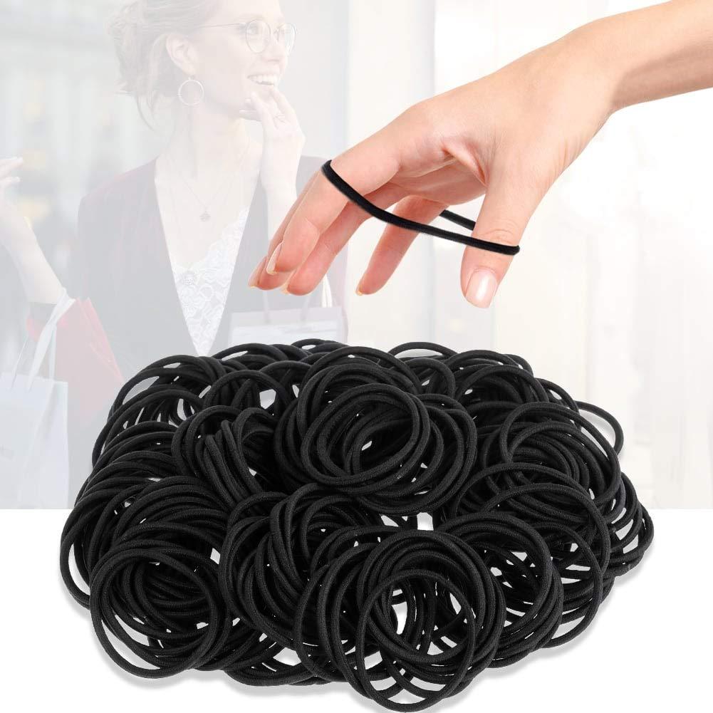 200 Pcs Black Elastic Ponytail Holders Hair Rubber Bands Hair Ties Ropes  Rings