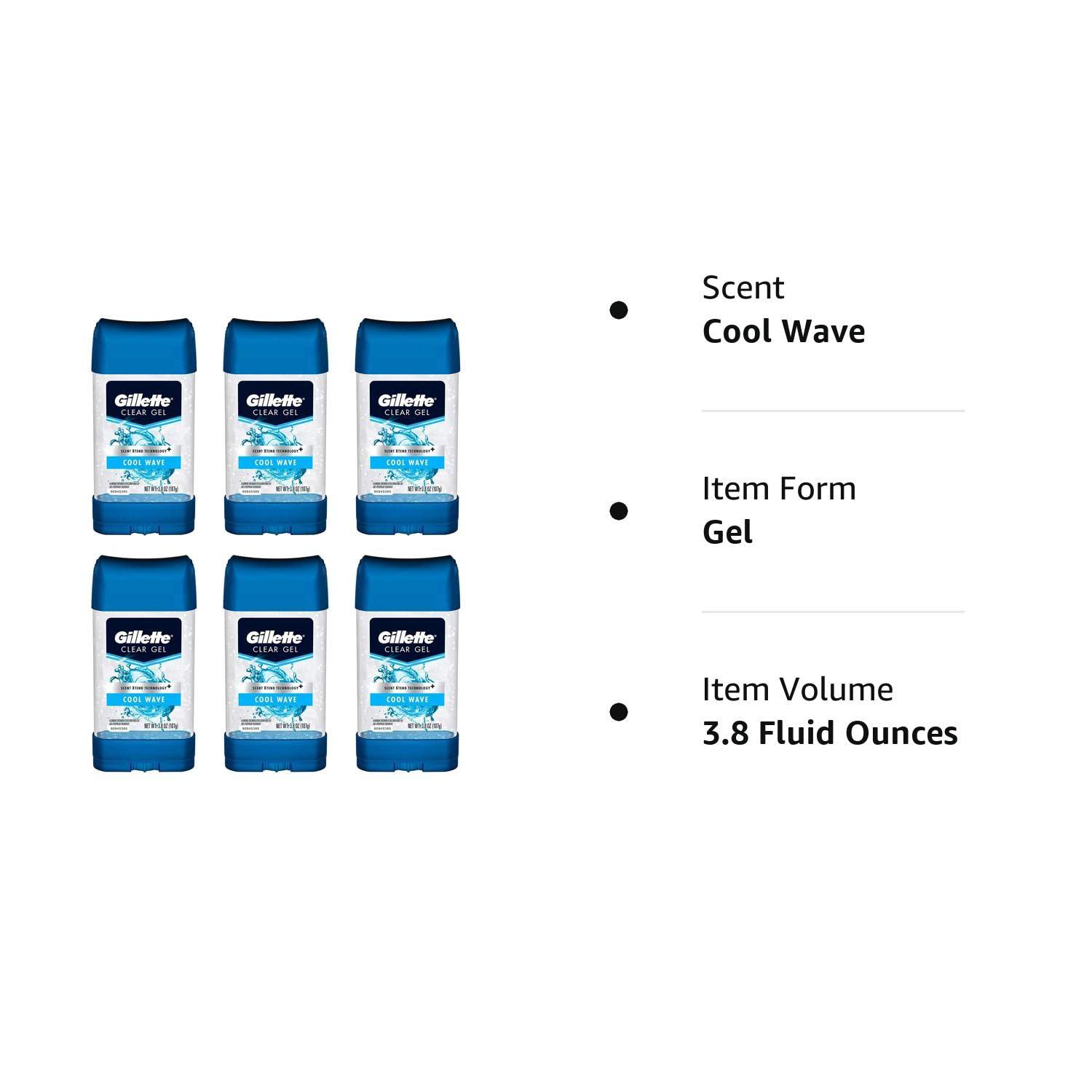 Gillette Clear Gel AntiPerspirant/Deodorant Cool Wave Pack of 6