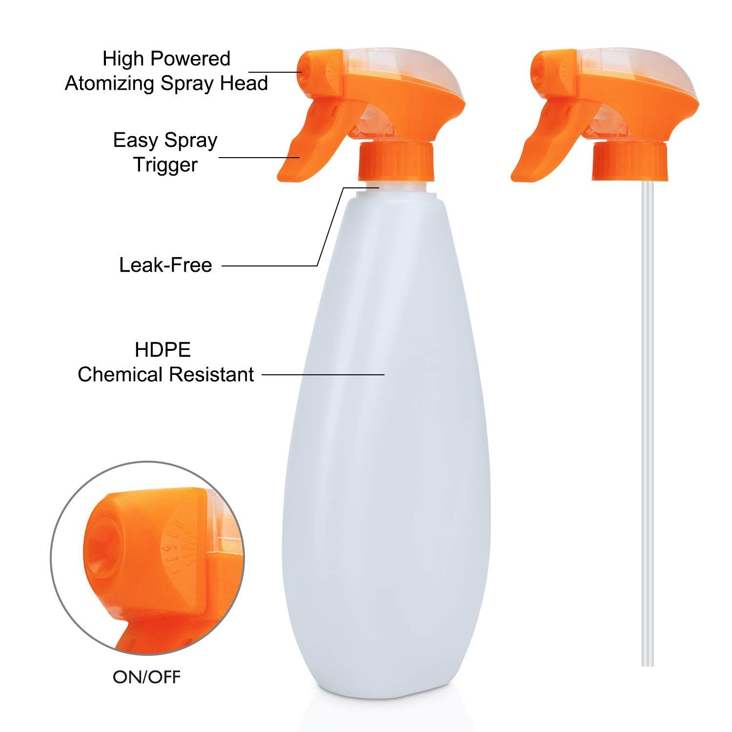 Spray Bottles for Cleaning Solution 16oz, AILFU 2 Pack Clear Fine Mist  Empty Plastic Spraying Bottle Refillable Containers with Durable Sprayer  (20oz)