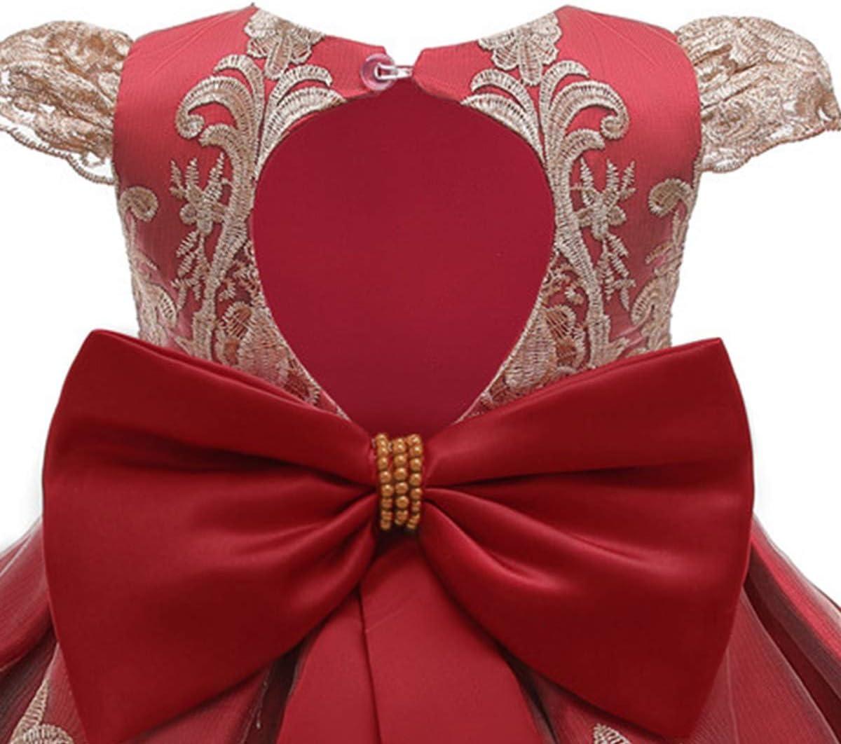 open lace back dress Girl Christmas Dress Baby Girl and Toddler Red Puffy Princess Birthday Party Dress