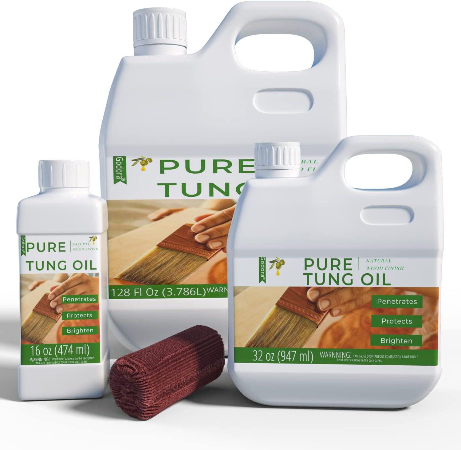 Godora 16 oz Pure Tung Oil for Wood Finishing Indoor & Outdoor Wood