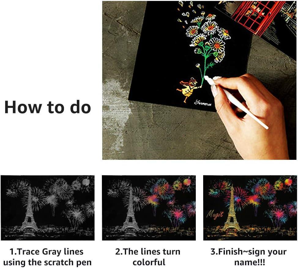 Scratch Art for Kids & Adult, Rainbow Engraving Painting Landscape