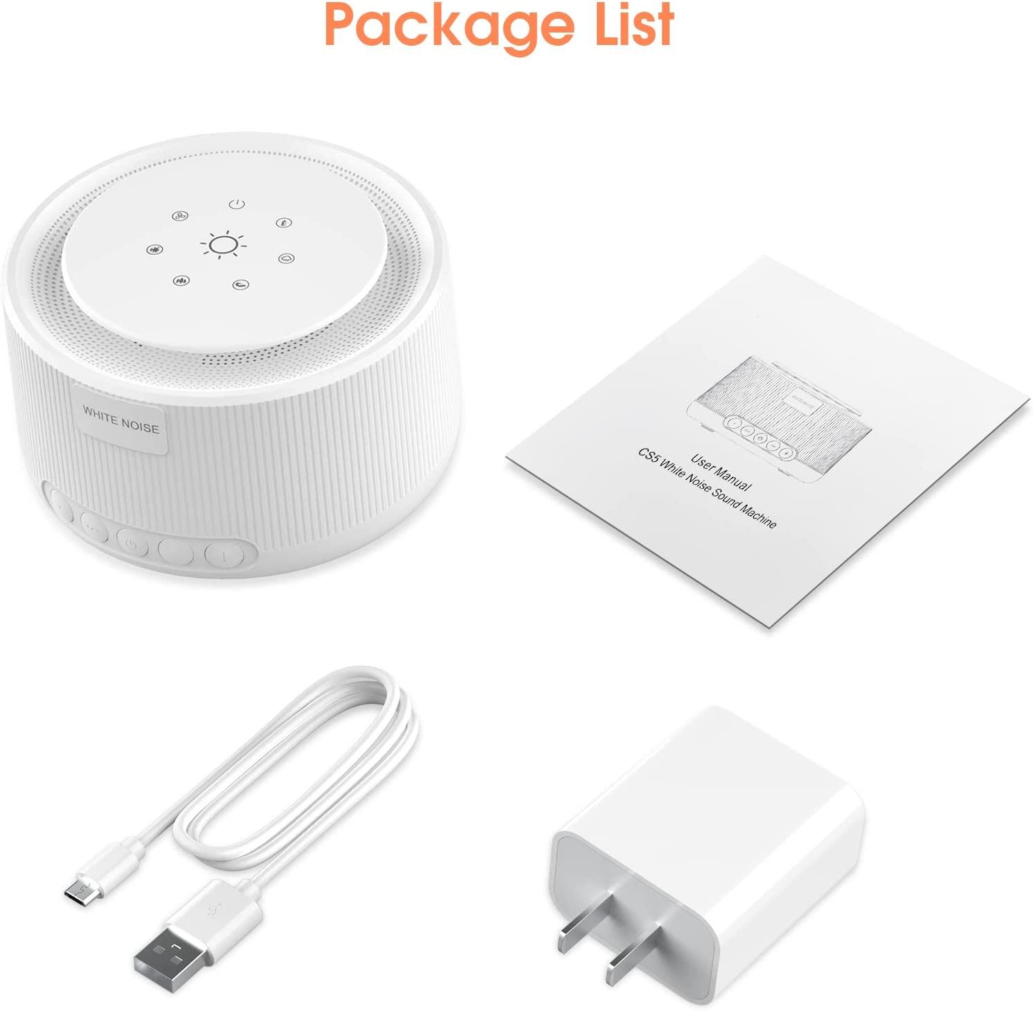White Noise Machine UMZRUVH Sound Machine Baby with 30 Nonlooping Sounds 36Level Volume Noise