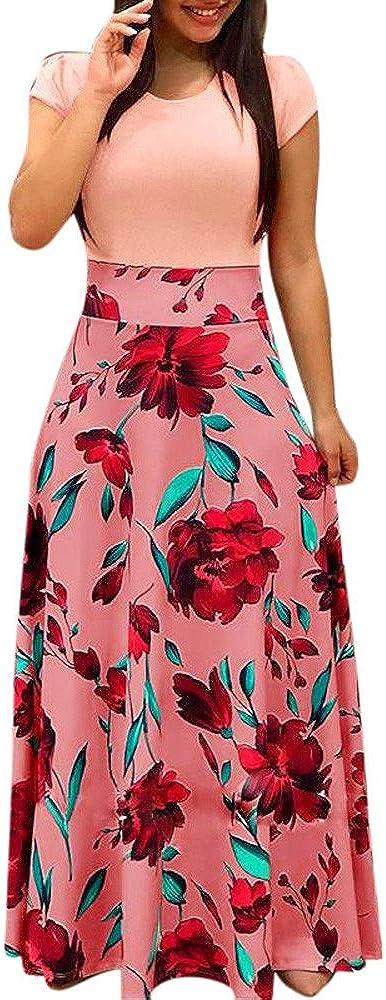 Martmory 2023 Spring Dresses Plus Size Boho Floral Maxi Dress - Pink, Small  | Buy Now with Express International Delivery | GoSupps.com