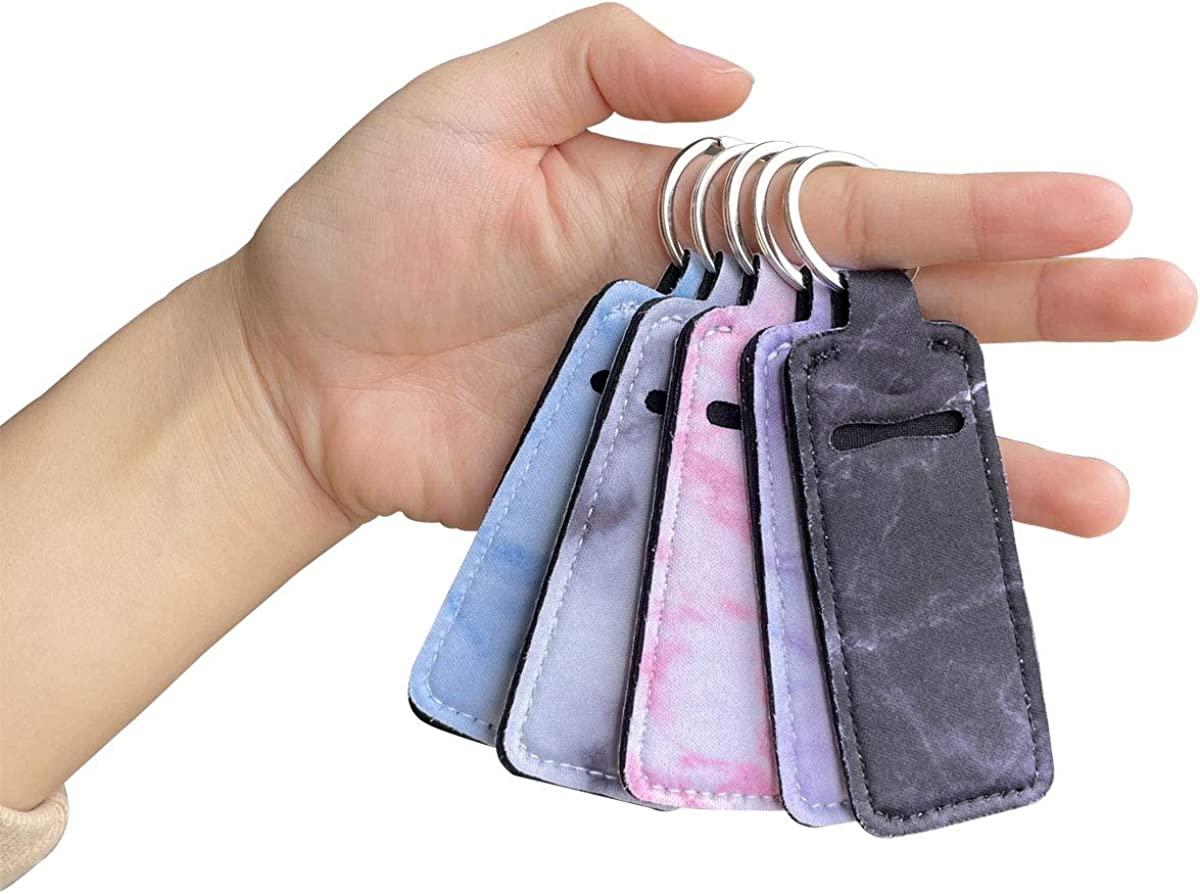5 Pieces Marble Chapstick Holder Keychain Clip-on Sleeve Chapstick Pouch  Neoprene Keychains Lipstick Holder Elastic Lip Balm Holster Keychain Holder  for Chapstick Tracker Safeguard Travel Accessories
