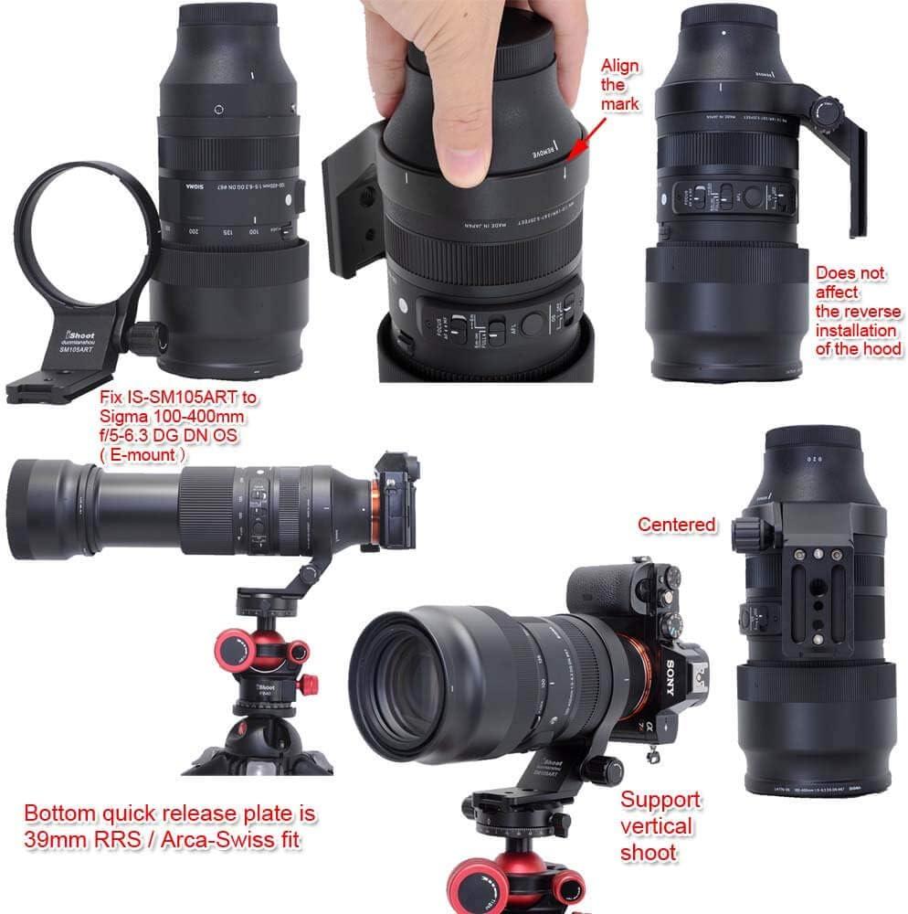 IShoot 82mm Metal Tripod Mount Ring For Sigma 105mm F/1.4 & 100-400mm Lenses With Arca-Swiss Plate