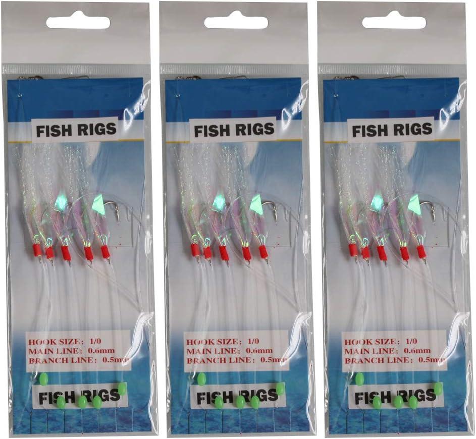 10 Packs Sabiki Rigs Fishing Flasher Lures Bait Rigs Fish Skin, Glow Fishing  Beads High Carbon Hooks for Freshwater/Saltwater 10packs