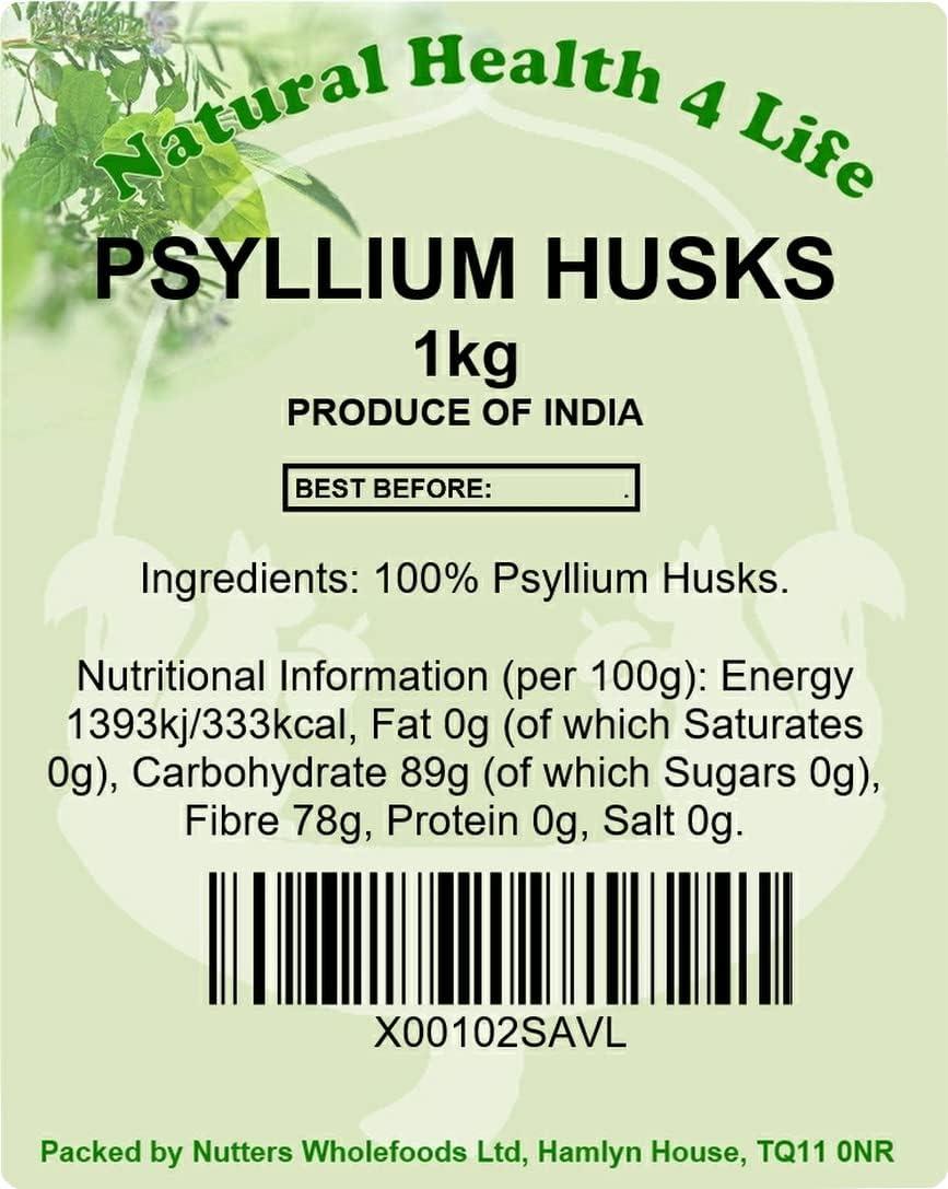 Organic Psyllium Husk Fibre 1kg Resealable Pouch Natural Health 4 Life