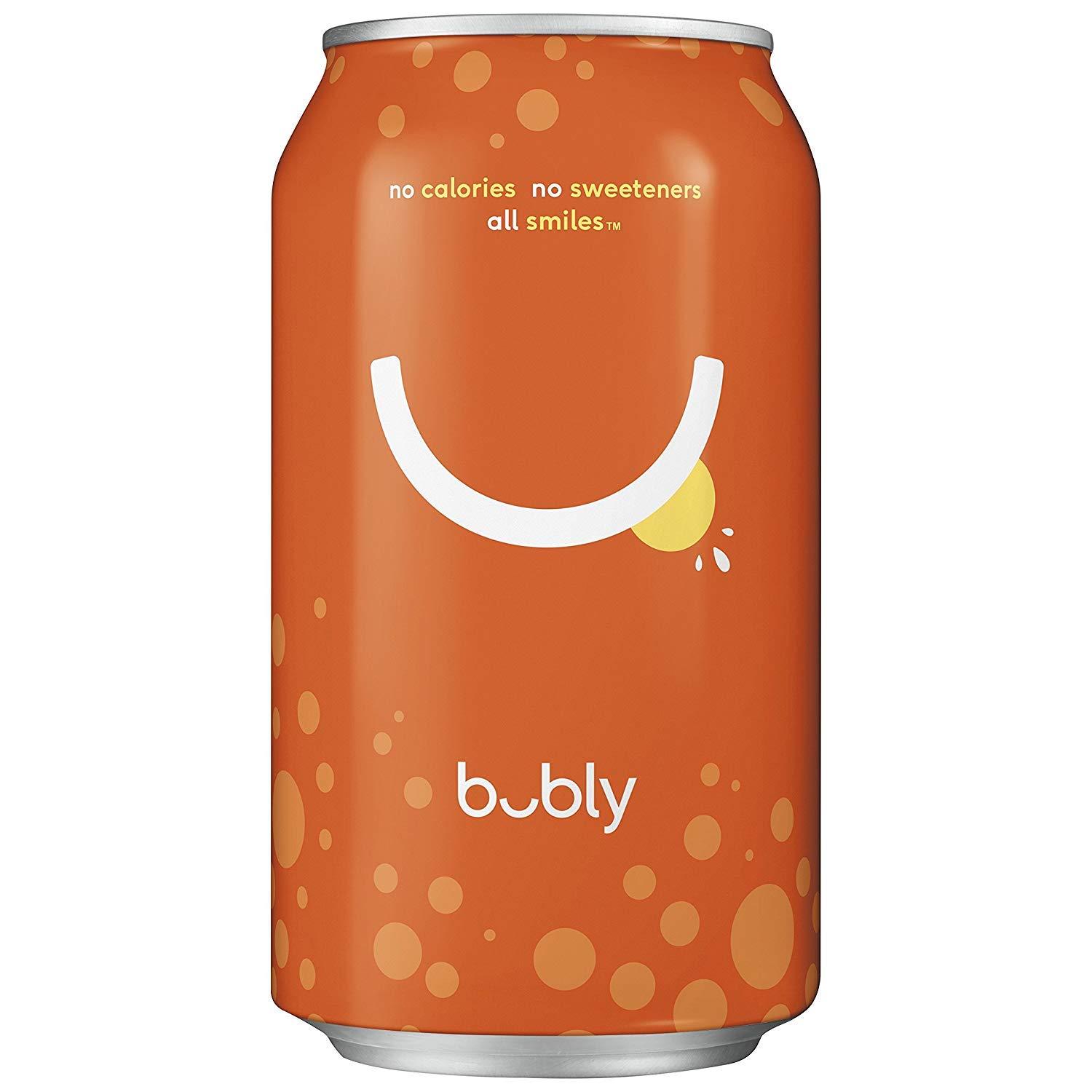Bubly Sparkling Water, Orange , 12 fl oz. cans, pack of 18