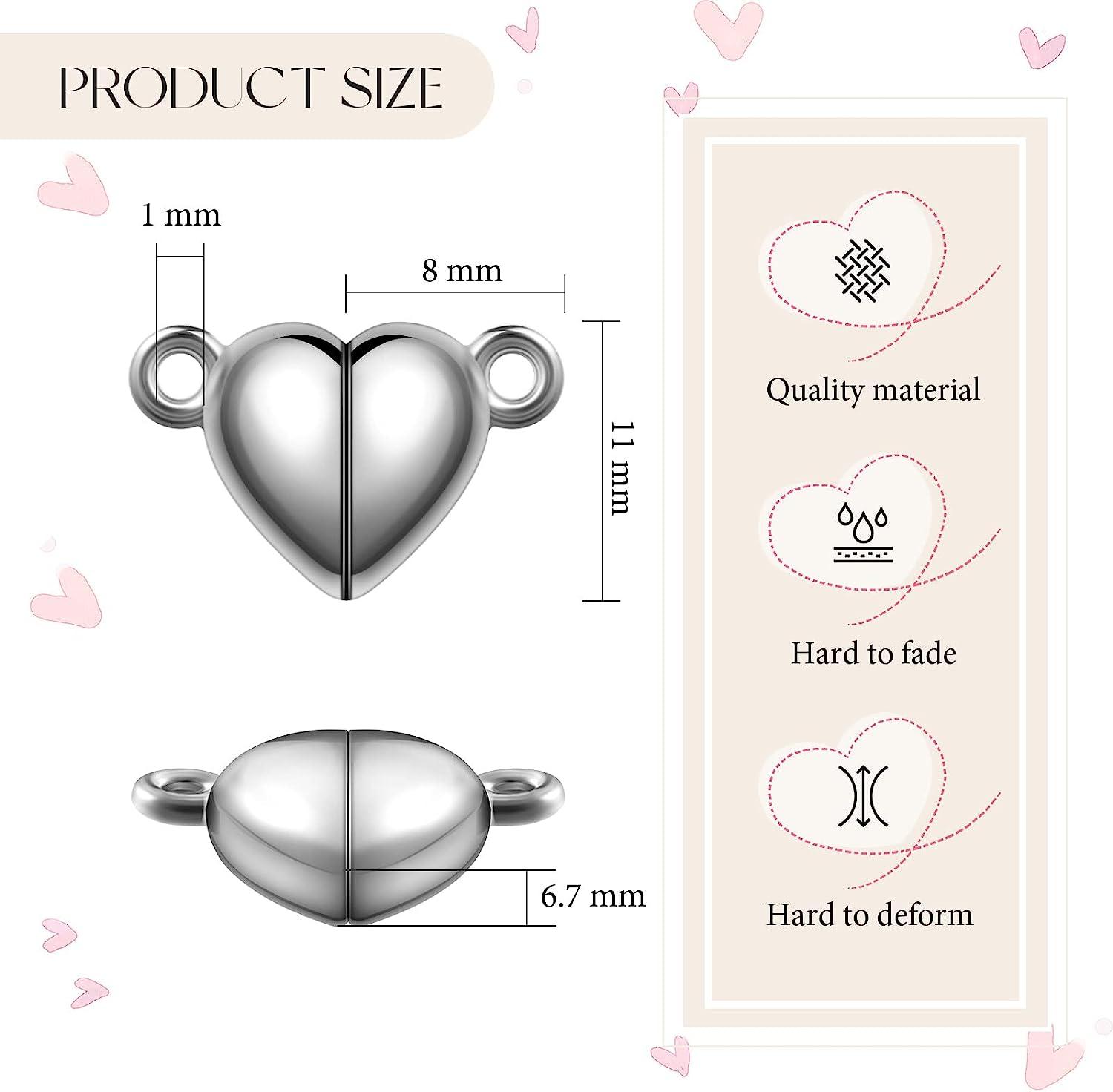 48 Pieces Heart Shaped Magnetic Clasps for Jewelry Gold Silver Bracelet Clasps  Closures Magnetic Breakaway Clasp Converter for Bracelet Necklace DIY  Making Wedding Jewelry Accessories