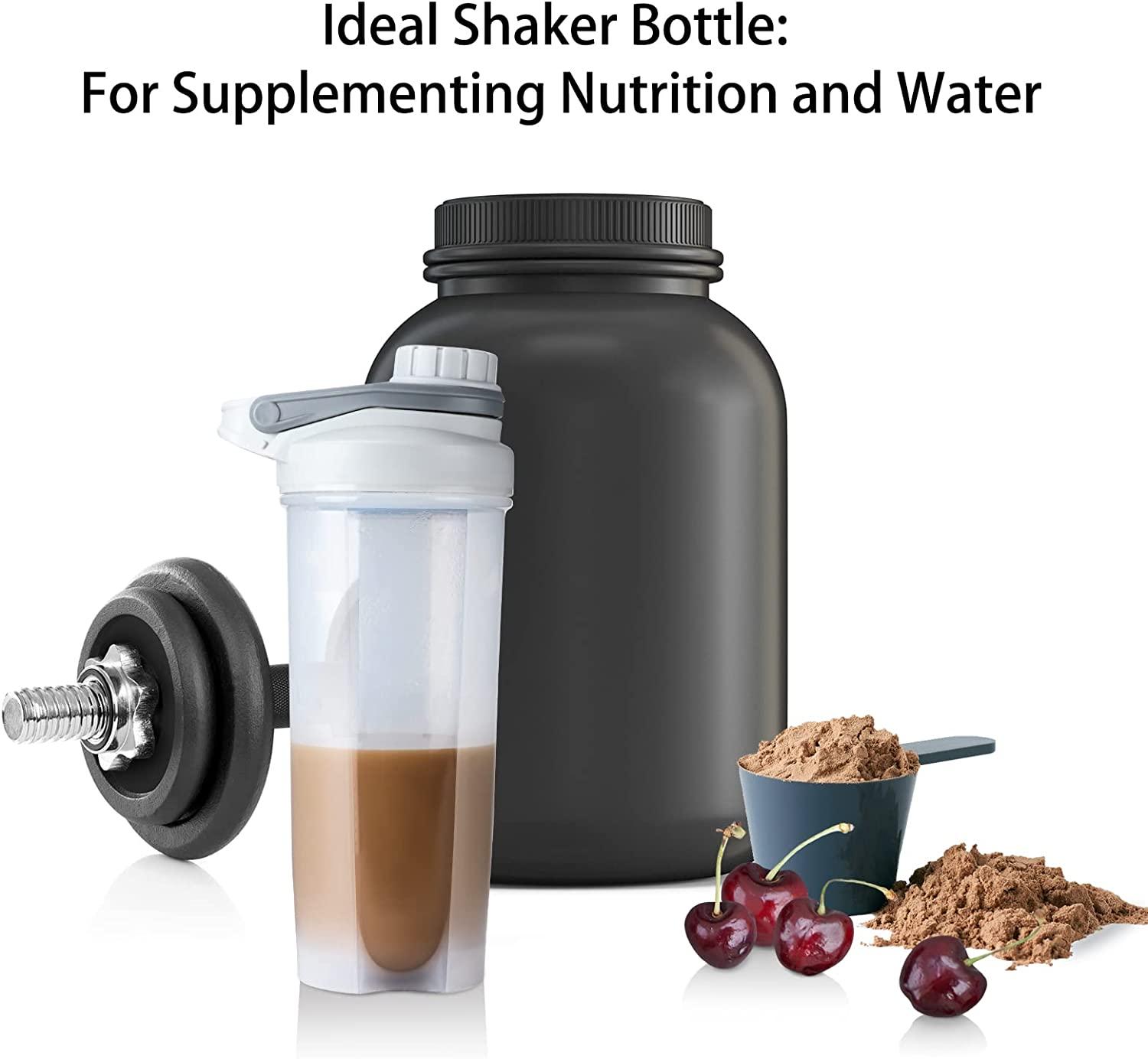 2 Pack Shaker Bottles 24oz. “PRE” & “PROTEIN” Shaker Cups Dishwasher Safe  Black