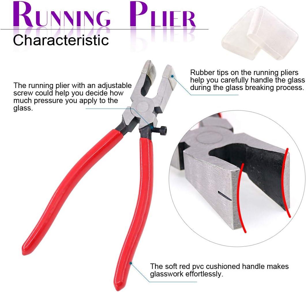 Stained Glass Running Plier, Curved Jaw Forces Scoreline to Run, Break.  Easy to Use Blue Handle. Fits Well for Smaller Hands. 